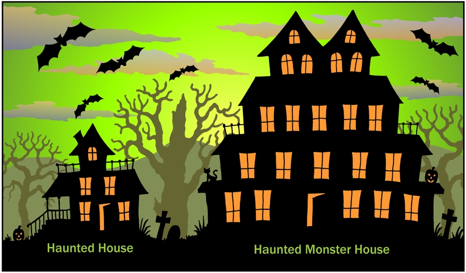 Haunted house Halloween cartoon, haunted house and haunted monster