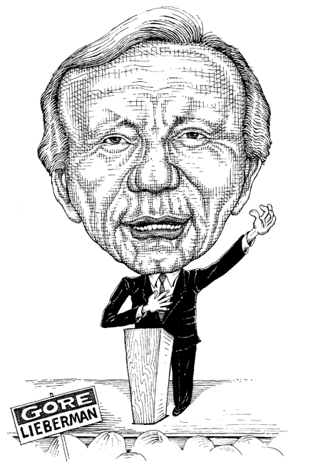 Joe Lieberman caricature, Joseph Lieberman, Als Gore running mate 2000 ...