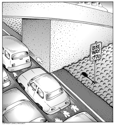 Bikeway cartoon, bikeway to nowhere cartoon, transportation cartoon ...