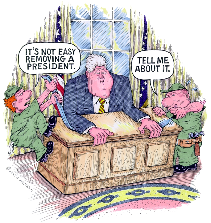 Bill Clinton cartoon, It's not easy removing a president, Bill Clinton ...