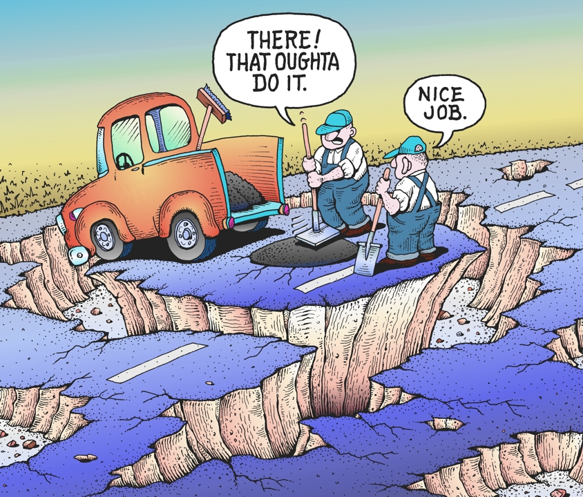 potholes illustration, road patches color cartoon illustration, workers ...