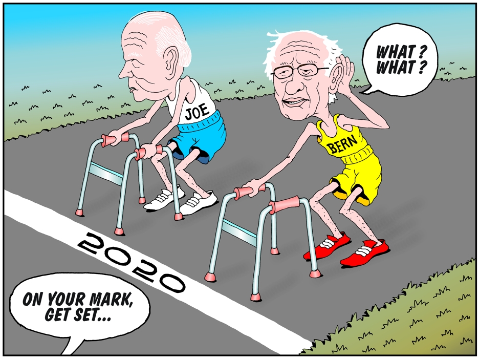 Joe Biden cartoon, Bernie Sanders cartoon, old white men Democratic ...